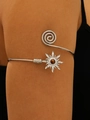 Bracelet de bras bohème argenté avec pierre œil de tigre et gravures célestes - K blanc 3490