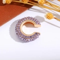 Ear cuff dorato a forma di C con strass viola scintillanti incastonati - Viola (Singolo-2.1cm)