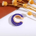 Ear cuff a C dorato con strass blu scuro incastonati per orecchie senza buco - Blu Scuro (Singolo-1.3cm)