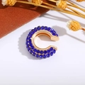 Ear cuff dorato a C con cristalli blu scuro incastonati in un elegante stile retrò - Blu Scuro (Singolo-1.6cm)