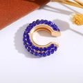 Ear cuff a forma di C dorato con strass blu scuro per orecchie senza buco - Blu Scuro (Singolo-2.1cm)