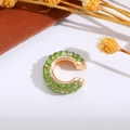 Elegante ear cuff a forma di C placcato oro con scintillanti strass verde smeraldo - Verde (Singolo-1.6cm)