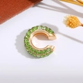 Elegante polsino per orecchie a C placcato oro con strass verde smeraldo scintillanti - Verde (Singolo-1.9cm)