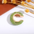 Ear cuff vintage dorato a forma di C con strass verde smeraldo incastonati - Verde (Singolo-2.1cm)