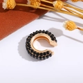 Ear cuff a C dorato con strass neri scintillanti incastonati per orecchie senza buchi - Nero (Singolo-1.6cm)