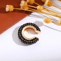 Orecchino a clip a C dorato con strass neri scintillanti in stile retrò elegante - Nero (Singolo-1.9cm)