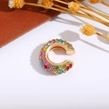 Ear cuff a forma di C retrò con cristalli multicolore incastonati in placcatura oro - Multicolore (Singolo-1.3cm)