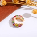 Ear cuff a forma di C dorato con cristalli arcobaleno per orecchie senza buco - Multicolore (Singolo-1.6cm)
