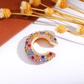 Orecchino a clip a C con cristalli arcobaleno e finitura in oro scintillante - Multicolore (Singolo-2.1cm)