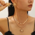 Set di gioielli bohémien in oro con collana pendente sole e orecchini per donna - Set Collana e Orecchini Sole (Oro) / Set Oro (2483+10856)
