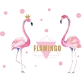 Detail of watercolor pink flamingo wall stickers with gold glitter lettering and crown - 30*90CM*2PCS Layout