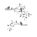 Détail de stickers muraux oiseaux et branches d'arbres gris avec design de silhouettes - Style Standard