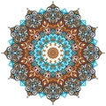 Blau-braunes Wandtattoo-Design im Mandala-Stil mit symmetrischen ethnischen Blumenmustern - Mandala-Stil (FX-D33)