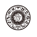 Dettaglio dell'adesivo da parete circolare 12 segni zodiacali con sole e luna - Layout 30x90cm
