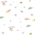 Dettaglio di pennellate astratte ad acquerello e motivi disegnati a mano su adesivo murale - Stile Acquerello Astratto
