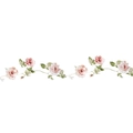 Dettaglio dell'adesivo murale con rampicante di rose rosa e foglie verdi delicate - Stile Vite di Rosa