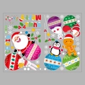 Detalle de pegatinas navideñas con Papá Noel, pingüino y adornos coloridos - 45*60cm