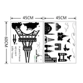 Detailansicht der 45x60cm schwarzen PVC-Wandsticker mit Silhouetten von Stadt-Wahrzeichen - Layout-Stil Blatt / Schwarz