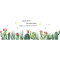 Detail of watercolor cactus and succulents wall sticker with elegant artistic lettering - Watercolor Cactus Style