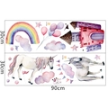 Detail view of watercolor unicorn and castle wall stickers set with 30x90cm dimensions - Watercolor Unicorn Castle Style