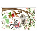 Detail view of fox and raccoon forest wall stickers with ENJOY THE TIME sign - Cartoon Forest Animal Style (FX-C96)