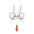 Close-up of cute cartoon white rabbit with glasses and carrot on wall switch sticker - Glasses Rabbit Style (KG151)