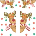 Detailansicht der niedlichen Weihnachts-Rentier-Sticker mit Schals und Punkten - 60*30cm*2 Stk.