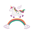 Detailed view of DIY unicorn and rainbow switch stickers in a cute cartoon style - Flying Rainbow Unicorn Style (KG158)
