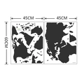 Dimensioni dettagliate adesivo murale mappa del mondo 45x60cm stile silhouette nera - 45x60cm x 2 Fogli Layout