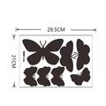 Detailed size chart for black butterfly wall decals measuring 28.5cm by 21cm for decor - 18*27cm Layout / Solid Black