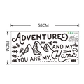 Detail of mountain wall decal showing mountain lines, spruce trees, and moon 58x28cm size - 28*58cm Layout