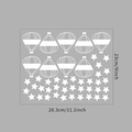 Gedetailleerde afmetingen van de witte heteluchtballon en sterren muursticker set - 23*28.3CM