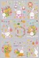 Set de 9 pegatinas de Pascua con conejos, huevos y flores en suaves colores pastel - 20*30cm*9