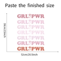 Detailed size chart for GRL PWR wall sticker showing 52cm by 38cm dimensions - GRL PWR Rose Style (FX64199)