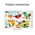 Detailed view of cartoon animal world map wall stickers with dimensions 90x60cm for kids decor - Standard Layout