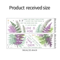 Detail showing two sheets of green fern leaf wall stickers with motivational English text - Layout Size