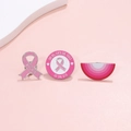 Pink ribbon breast cancer awareness enamel pin set with Hope and inspirational text - Charity Brooch 3-Piece Set (01 Brooch 3-Piece 4677)