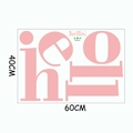 Detaillierter 60x40cm Layoutplan für rosa HELLO Wandsticker aus hochwertigem PVC-Material - Rosa