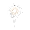 Adesivi murali artistici con girasole e luna per decorazione camera da letto minimal - Stile Combinazione Girasole E Luna (FX64208) / Layout 40*60cm