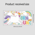 Detail showing the 30x60cm product sheet with rainbow unicorn and moon wall stickers - Unicorn and Rainbow Style