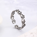 Minimalist silver open ring with hollow cat paw prints for a stylish look - Silver