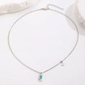 Elegante collar de plata con colgante de gema azul y dije de estrella para mujer - Collar de Cangrejo (4312) / Plata Brillante