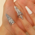Gothic silver finger armor rings with hollow patterns and sparkling crystals - Rings Two-piece Set (03)