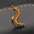 Gothic style golden centipede stud earring featuring intricate arthropod structure - Single Centipede Stud Earring (G-165) / Gold
