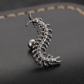 Gothic gun black centipede stud earring in polished medical steel with ball screw back - Single Centipede Stud Earring (G-166) / Gunmetal