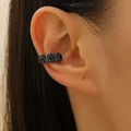 Three-stone black zircon ear cuff clip earring in gothic style for non-pierced ears - Black Zirconia Ear Cuff (2929)