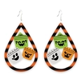 Halloween teardrop earrings with ghost pumpkin buckets and orange black striped frame - Teardrop Striped Pumpkin Bucket (4) / Colorful