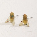 Orecchini a perno creativi a forma di mosca in resina traslucida con paillettes colorate - Giallo (M-582)