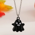 Collier d'Halloween bohème avec pendentif fantôme noir et chaîne en argent poli - Collier (06 Noir 1954)