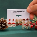Weihnachtsohrring-Set mit Schneemann und Rentier Motiven auf festlichem Hintergrund - 5 Paare Weihnachts-Ohrringe (01 KC Gold A-43)